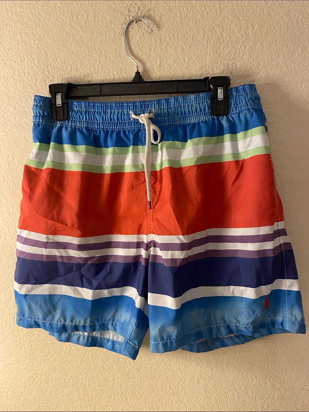 Polo by Ralph Lauren Men's Striped Swim Trunks - Blue, Red & Purple